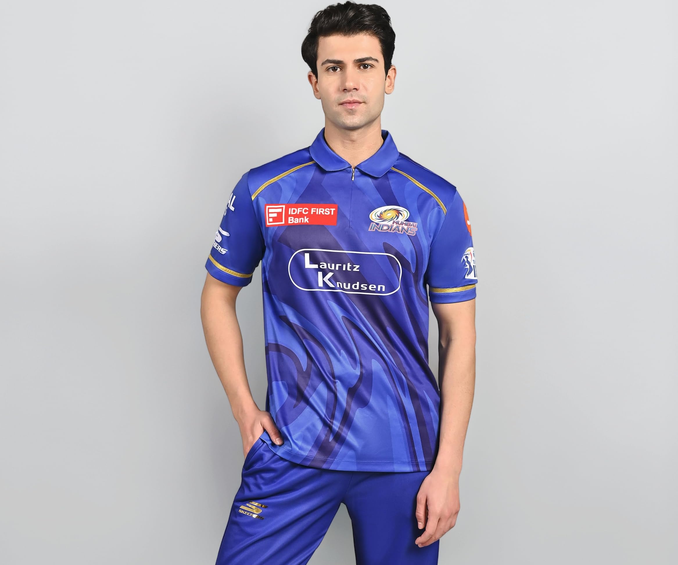 Skechers Men's Polyester Regular Fit Official IPL 2025 Mumbai Indians Fan Jersey