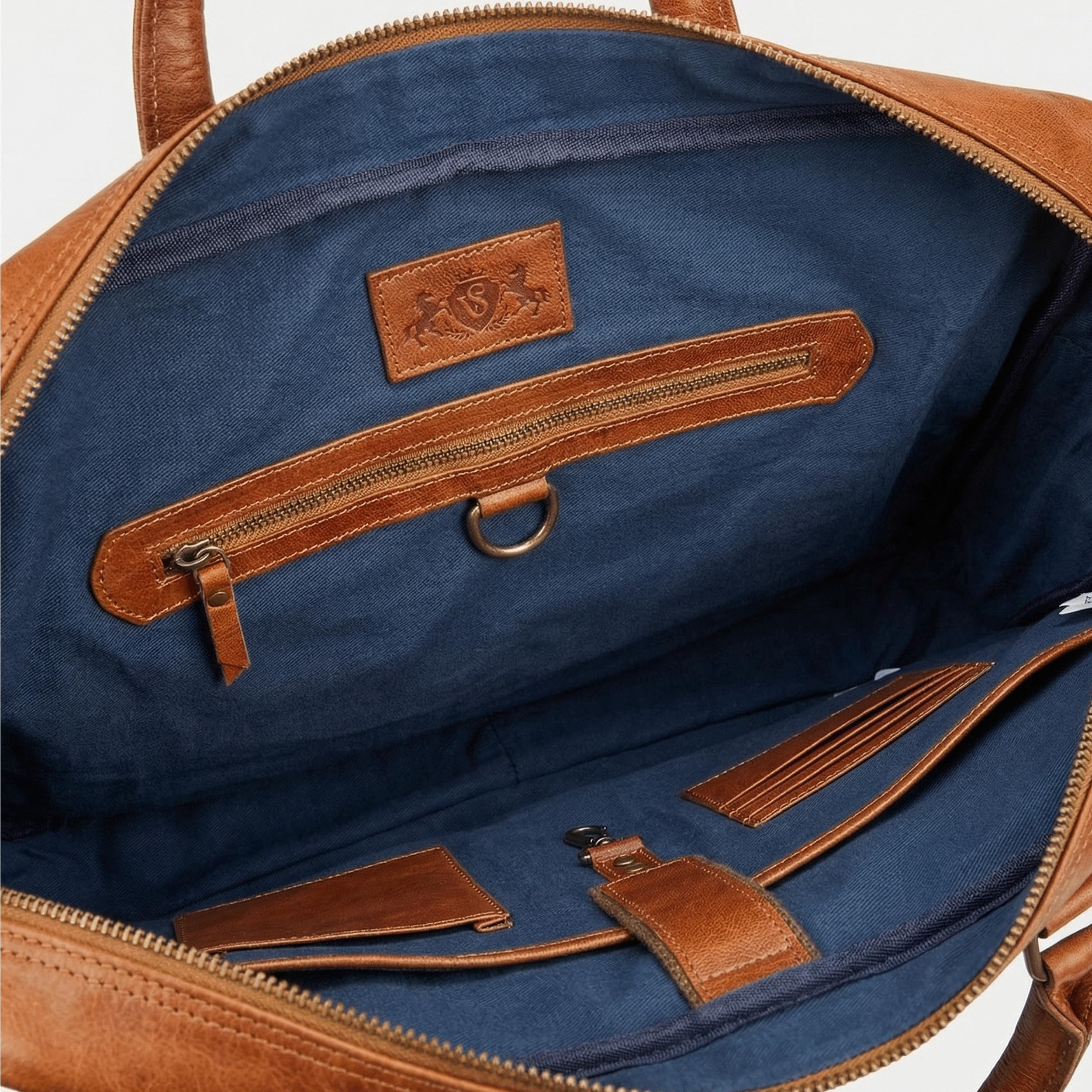 SID & VAIN große Laptoptasche echt Leder - 15 Zoll Laptop Business-Tasche CEDAR groß - Aktentasche mit Schultergurt - Arbeitstasche Herren und Damen braun handgefertigt