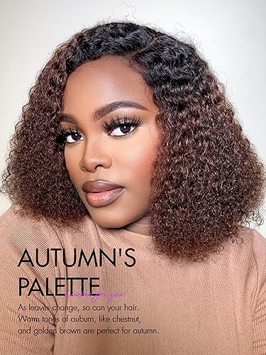 Miniatura 2 de LUVME HAIR Peluca de cabello humano rizado de 12 pulgadas, precortada, sin pegamento, HD, con cierre de encaje, color negro natural con raya lateral