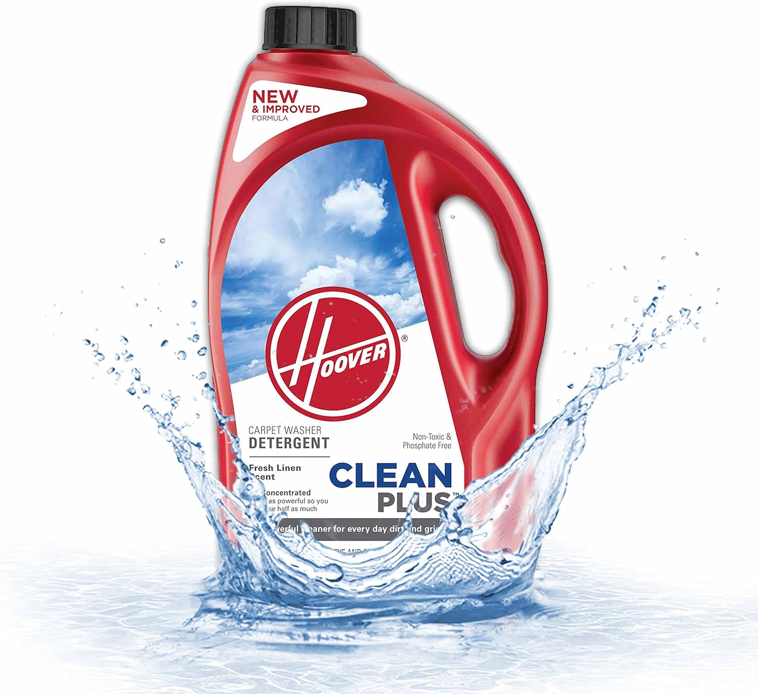 Hoover CleanPlus Concentrated Solution Formula Carpet Cleaner and Deodorizer, 64 Oz, AH30330NF, Red : Health & Household