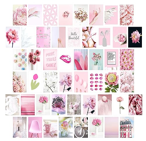 amazon com teen girl room decor aesthetic wall collage kit pink vsco girls bedroom decor set of 50 pcs photo prints 4x6 blush pink handmade products