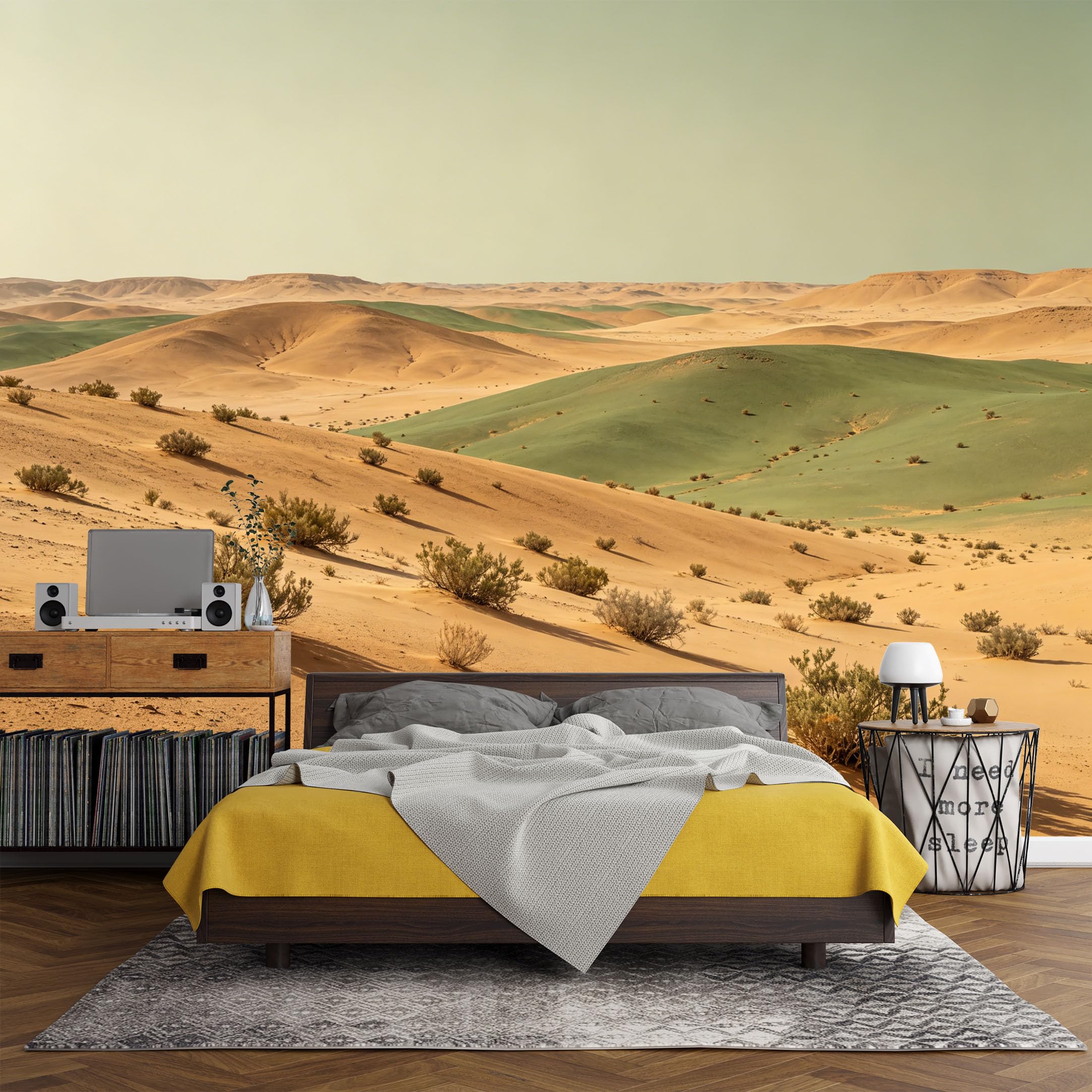 Custom Size Wall Mural， Desert Sand Dunes Landscape Minimalist Nature Scenery，SelfAdhesive Art Prints wall Fabric (No PVC) Removable Wallpaper Living Room Decor