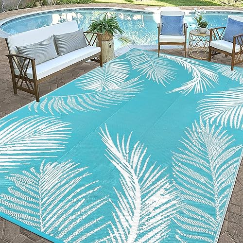 Miniatura 3 de Pauwer Alfombra impermeable para exteriores de 9 x 12 pies, reversible de paja de plástico, para patio, campamento, interior y exterior, para