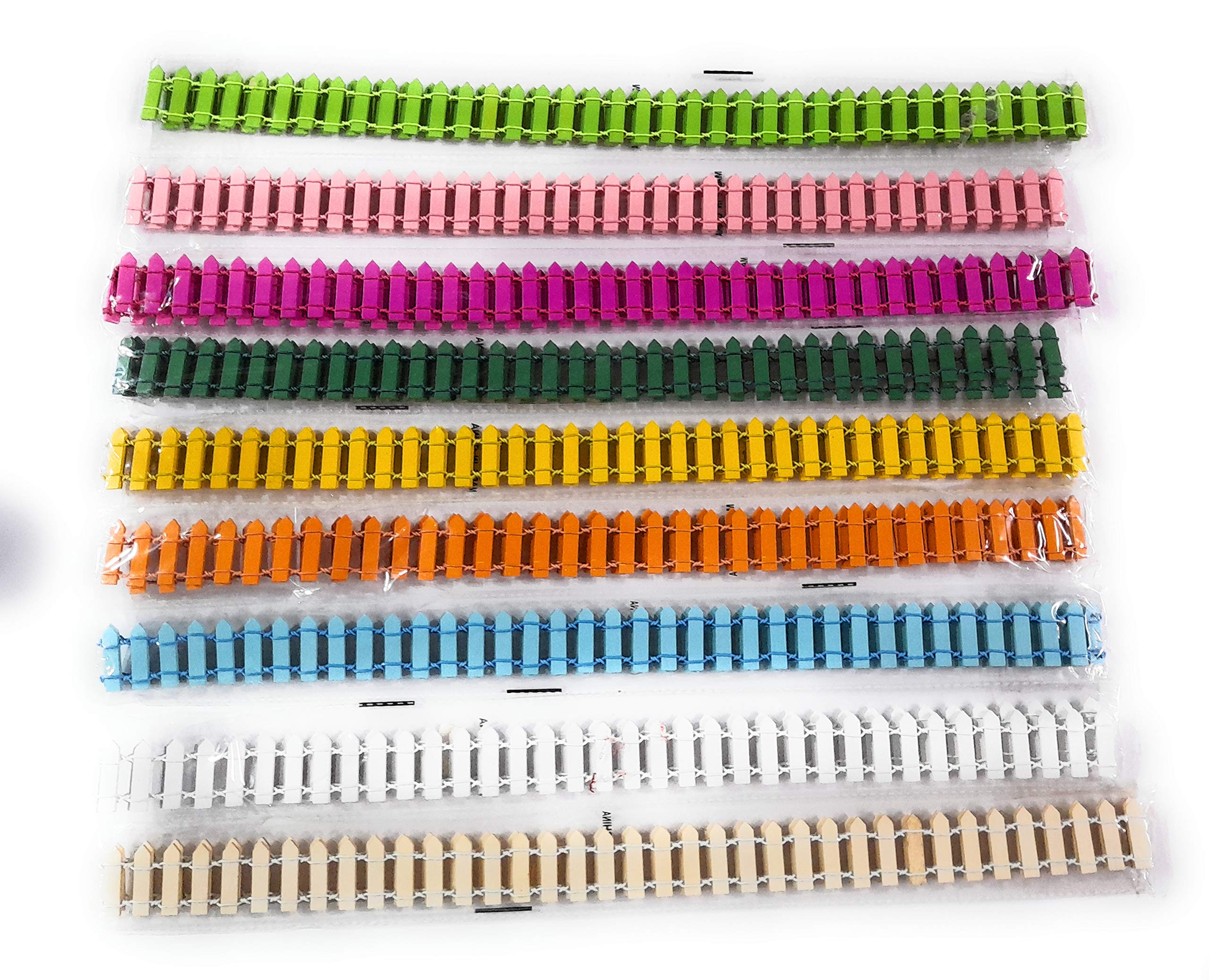 Ditya Crafts Wooden Miniature Garden Colourful Fencing for Art-Craft and DIY Project (Multicolor, 36"x 1")