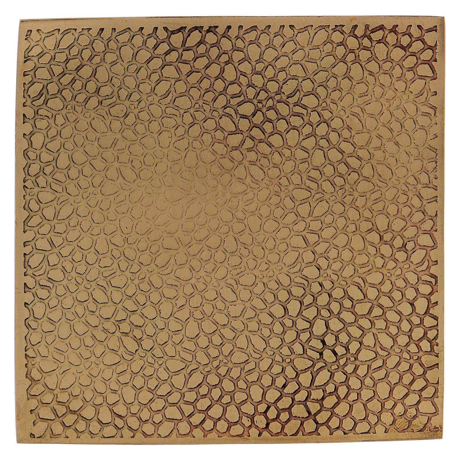 Square Candle Holder Plate in matt Gold-Plated Brass 10x10 cm