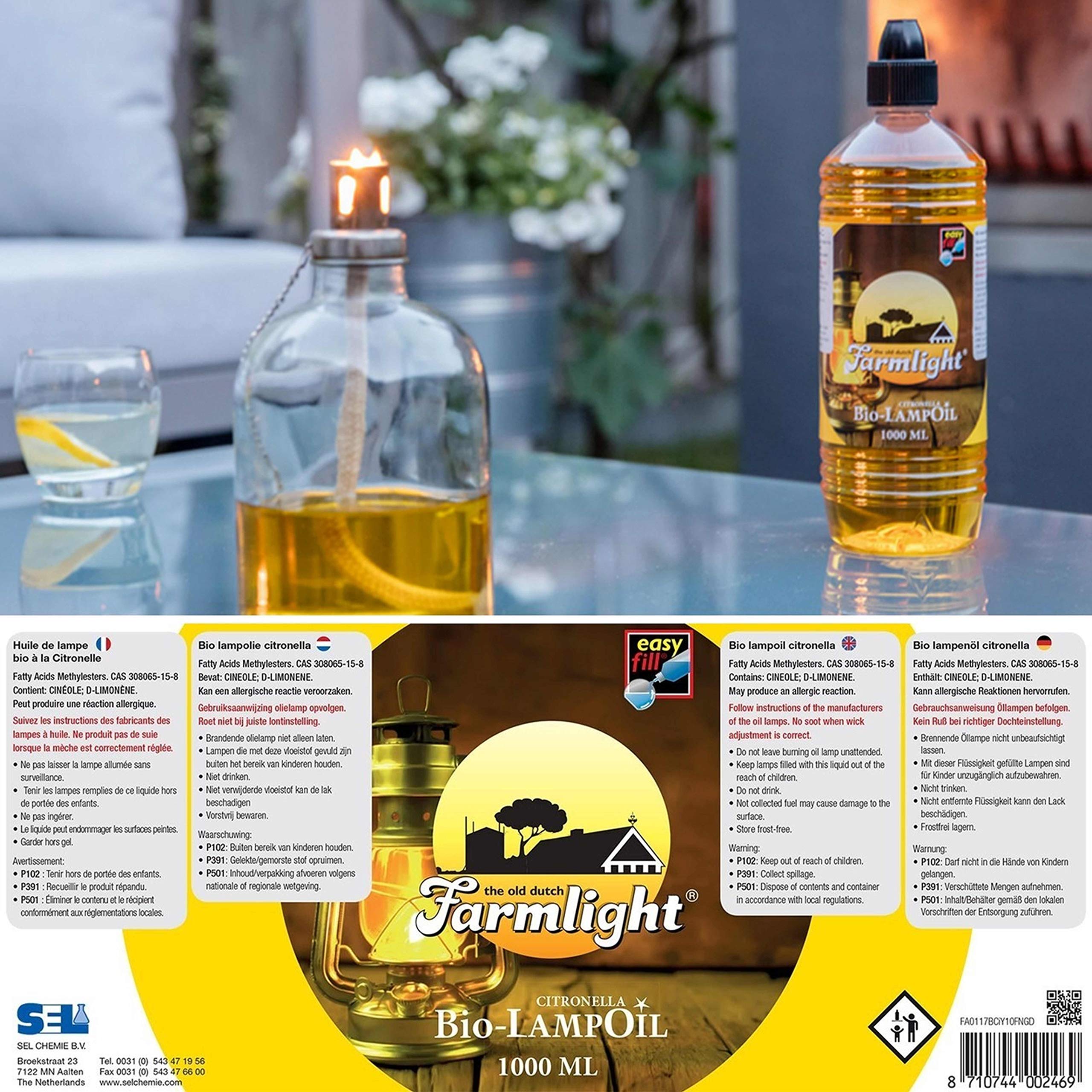 Aceite para Lámparas Citronella 6 x 1L, Aceite de citronela para lámparas, 6 botellas de 1 litro, AS 33, 6 litros