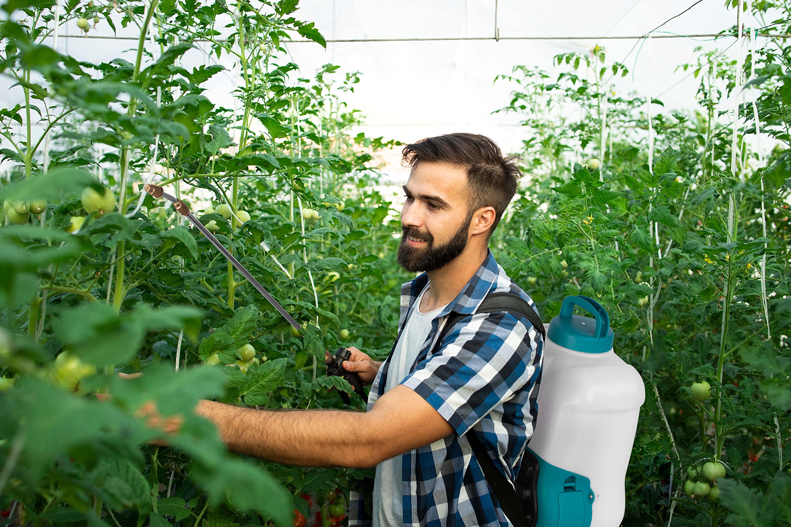 Akku Drucksprüher 16 Liter, 12V Li-Ion Batterie, Elektrisch Unkrautvernichter Rückenspritze, Autopump, 110cm Teleskop-Sprühlanze, einstellbare Messingdüse, gartenspritze spritzgerät unkrautspritze