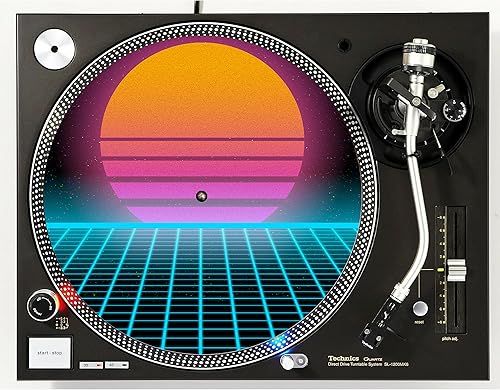 DJ Synthwave 1980 Sun #2 - Almohadilla para raspar 1200 vinilo Memorabilia de 12 pulgadas, alfombrilla giratoria para DJ