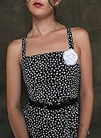 Vista 4 de Blanco Satén de seda Camellia broche Pin