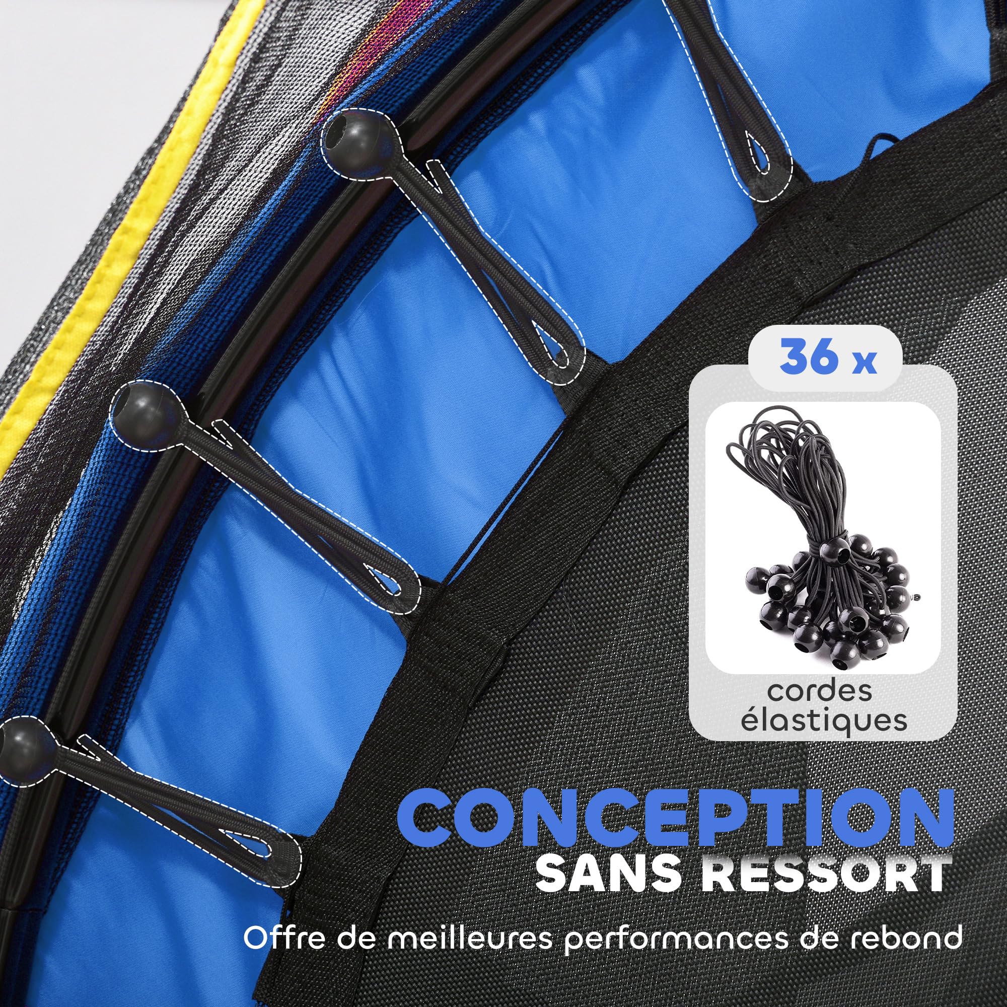 HOMCOM Trampoline pour Enfant Ø 1,40 m Filet de sécurité Porte zippée 6 poteaux rembourrés Inclus Charge Max. 45 kg
