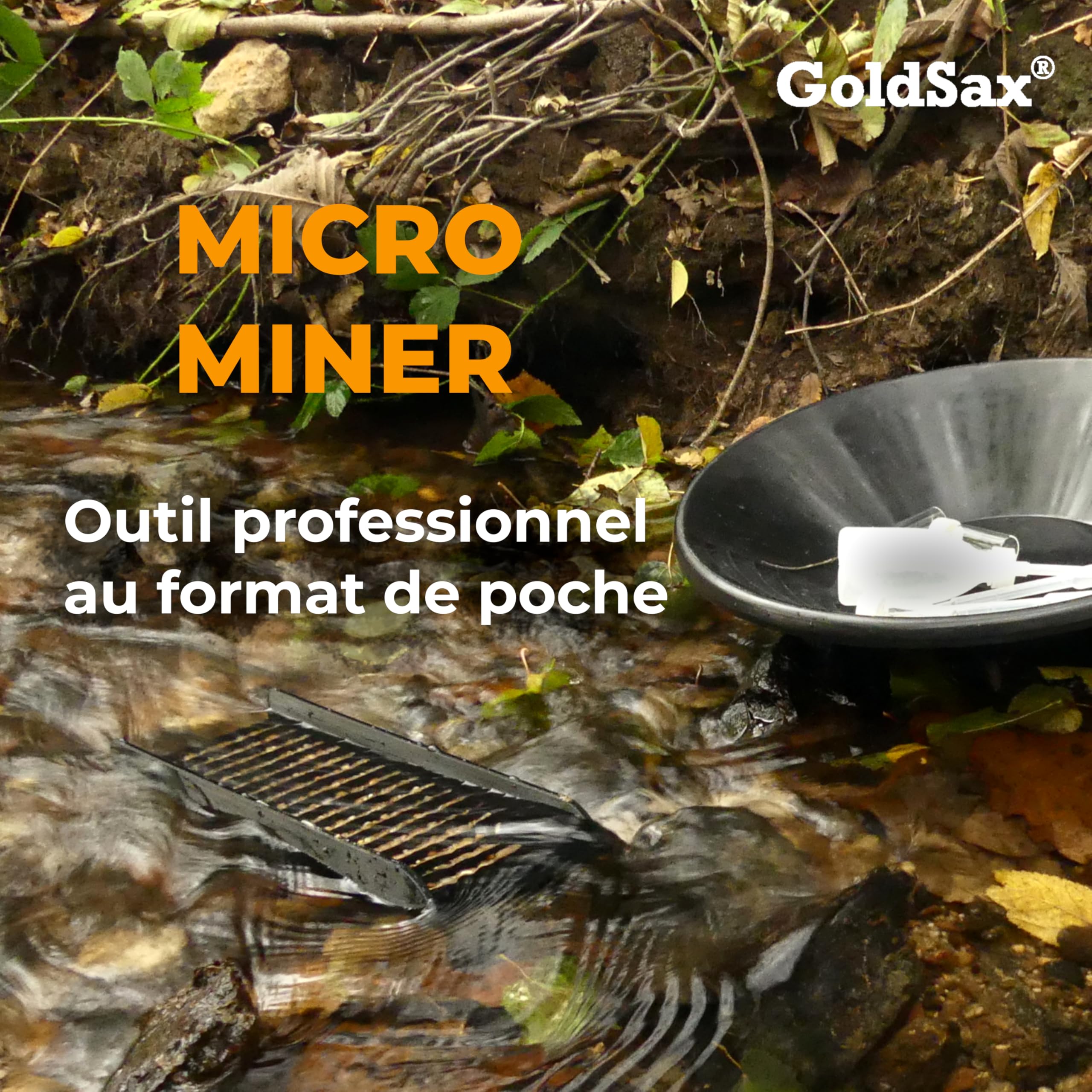 ©GoldSax Micro Miner, Pocketsluice, mini-rampe d'orpaillage, sluice box robuste et léger pour les aventures en déplacement