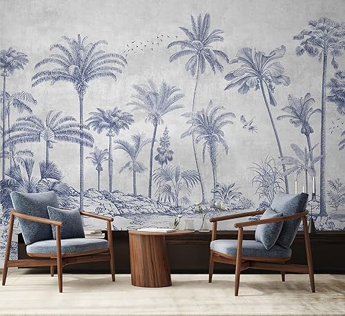 Miniatura 8 de Murwall Tropical Trees Wall Mural Monochrome Tree Wallpaper Palm Tree Forest Wall Mural (STYLE1)