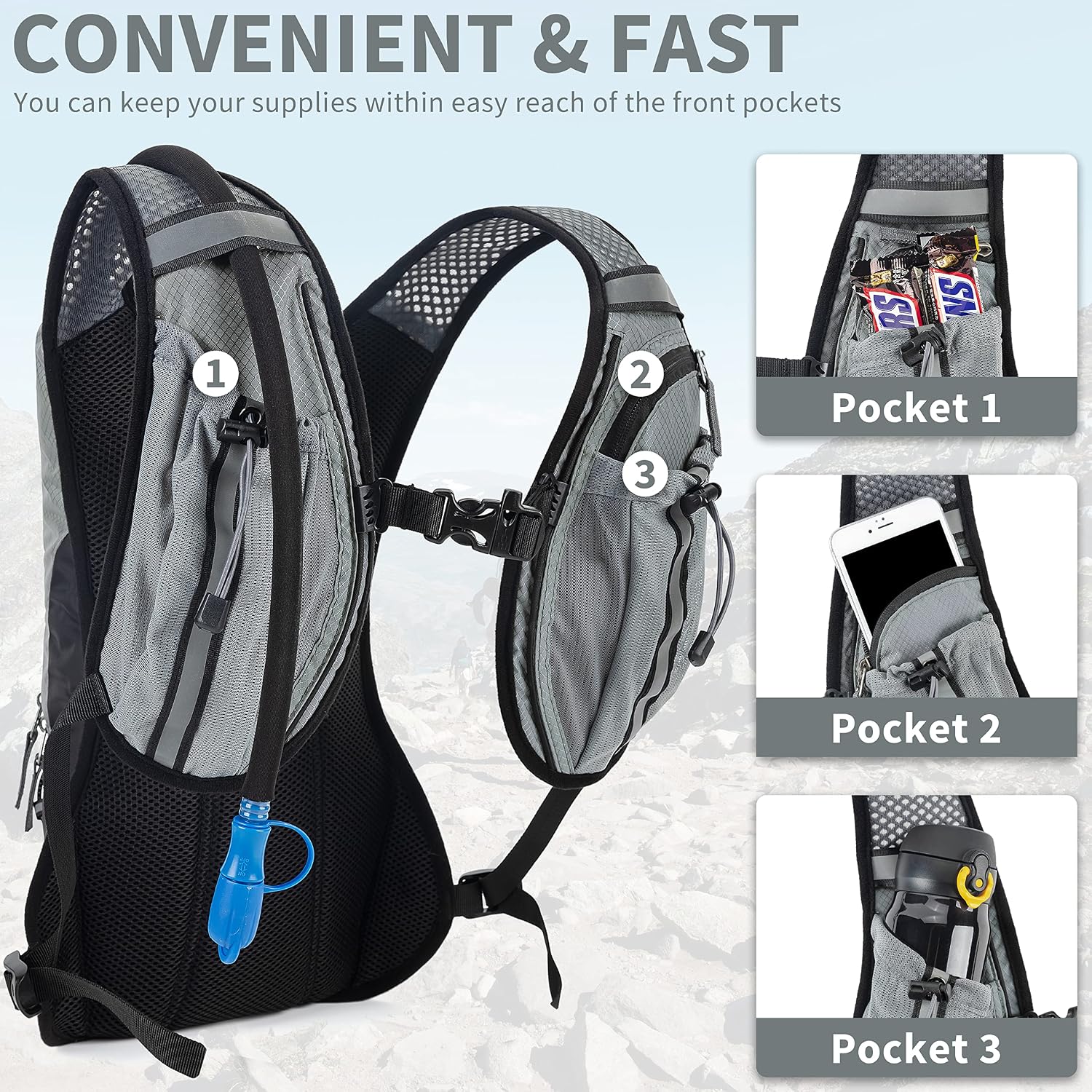 RUPUMPACK Hydration Vest Backpack Small: Running Hydration Vest Pack with 2L Water Bladder - Lightweight Water Hydro Vest Backpacks for Men Women Trail Cycling Biking Hiking Rave Festival