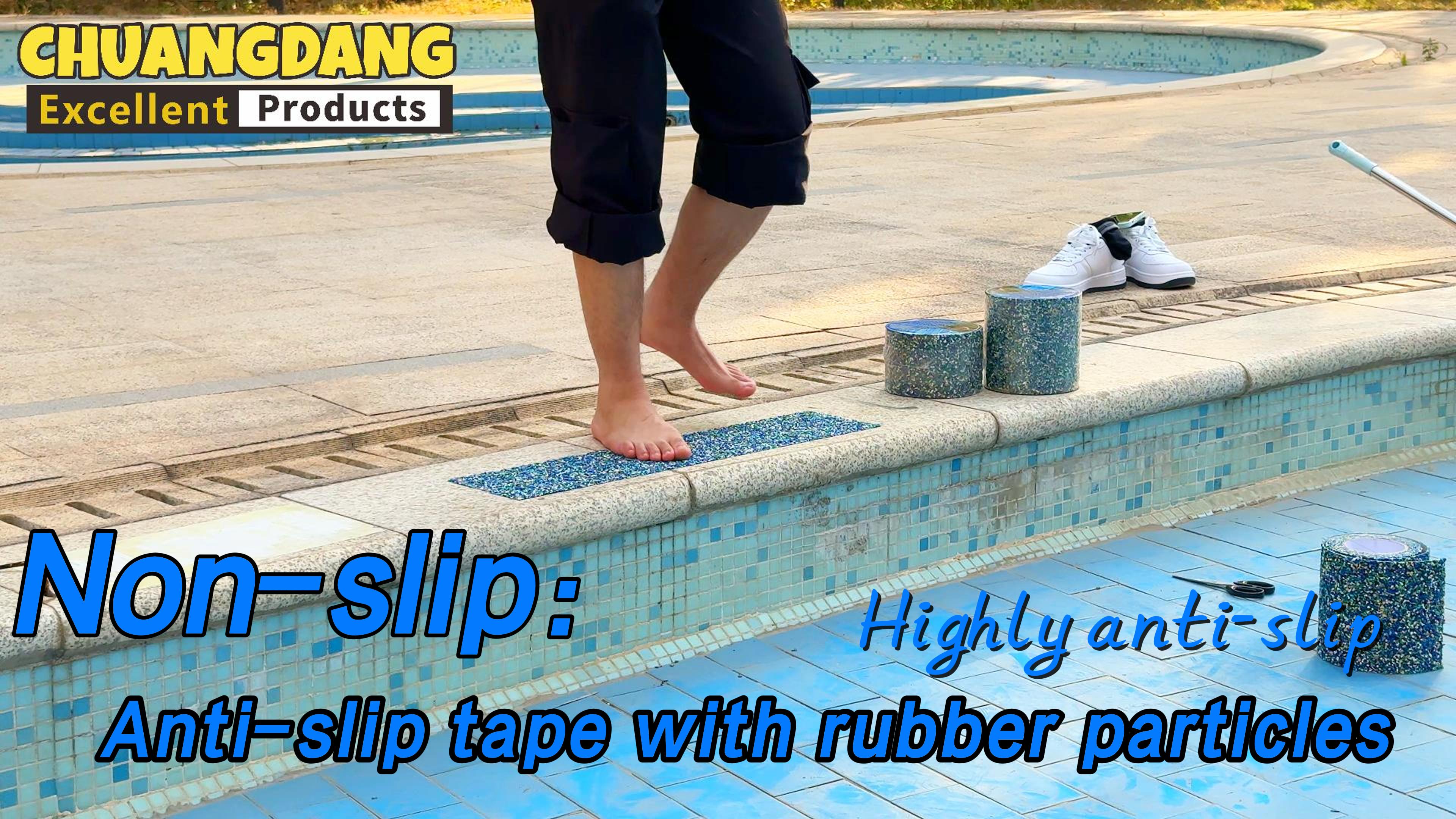 Image of Blue Rubber Anti Slip Tape 2Inchx16.5Feet,Blue Non Slip Tape for Pool,Stair Steps,Bathroom,Trails,tub,Boats,ramp,Stairs Grip Tape,No Skid, High Traction Friction