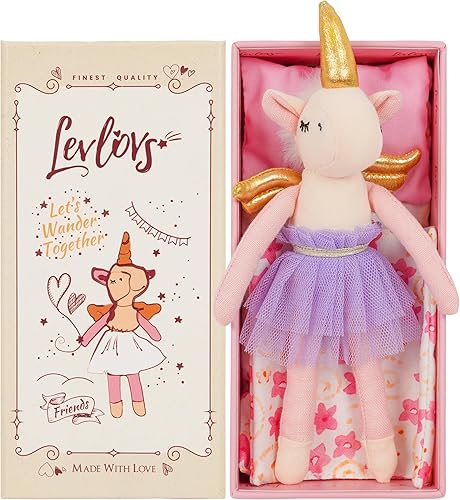Miniatura 2 de LEVLOVS Juego de muñecas familiares de animales de peluche de unicornio - Juguetes de unicornio de lino y algodón