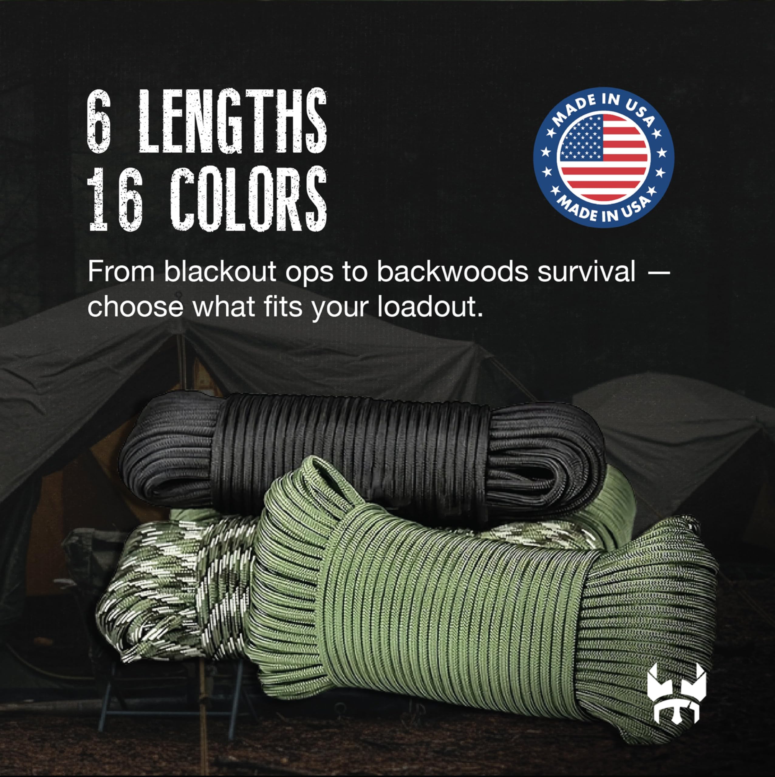 Paracord-Seil – hergestellt in den USA – 340 kg – 100 % Nylon – Typ IV – 11 Strangkern – stärker als Paracord 550 Schnur – Schwarz – 150 m