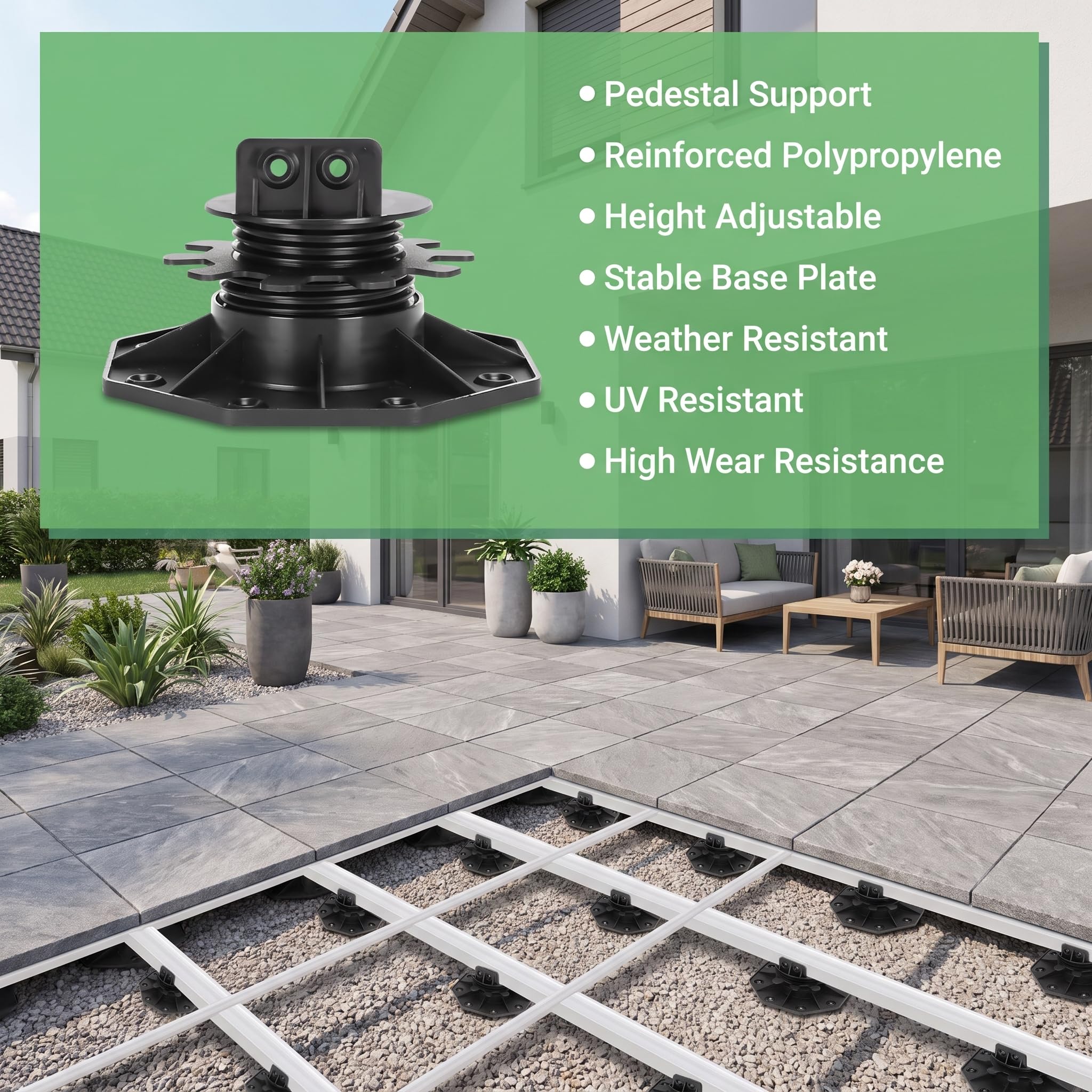 20 Stück Stelzlager Höhenverstellbar 30–60 mm Mit Schrauben, Stellfüße-Terrassenlager, Stelzlager für Hofpflasterungen, Terrassengärten, Terrassenplatten, Gartengestaltung, Holz, WPC& Stein,von 800KG