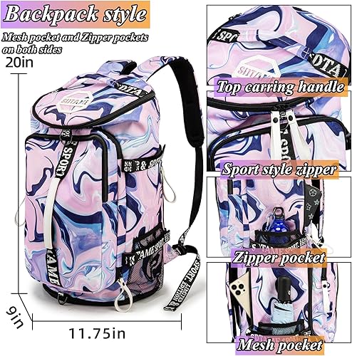 Miniatura 3 de Mochila de lona con compartimento para zapatos para 4 vías impermeable viaje deporte senderismo portátil, Púrpura, Mochilas de lona