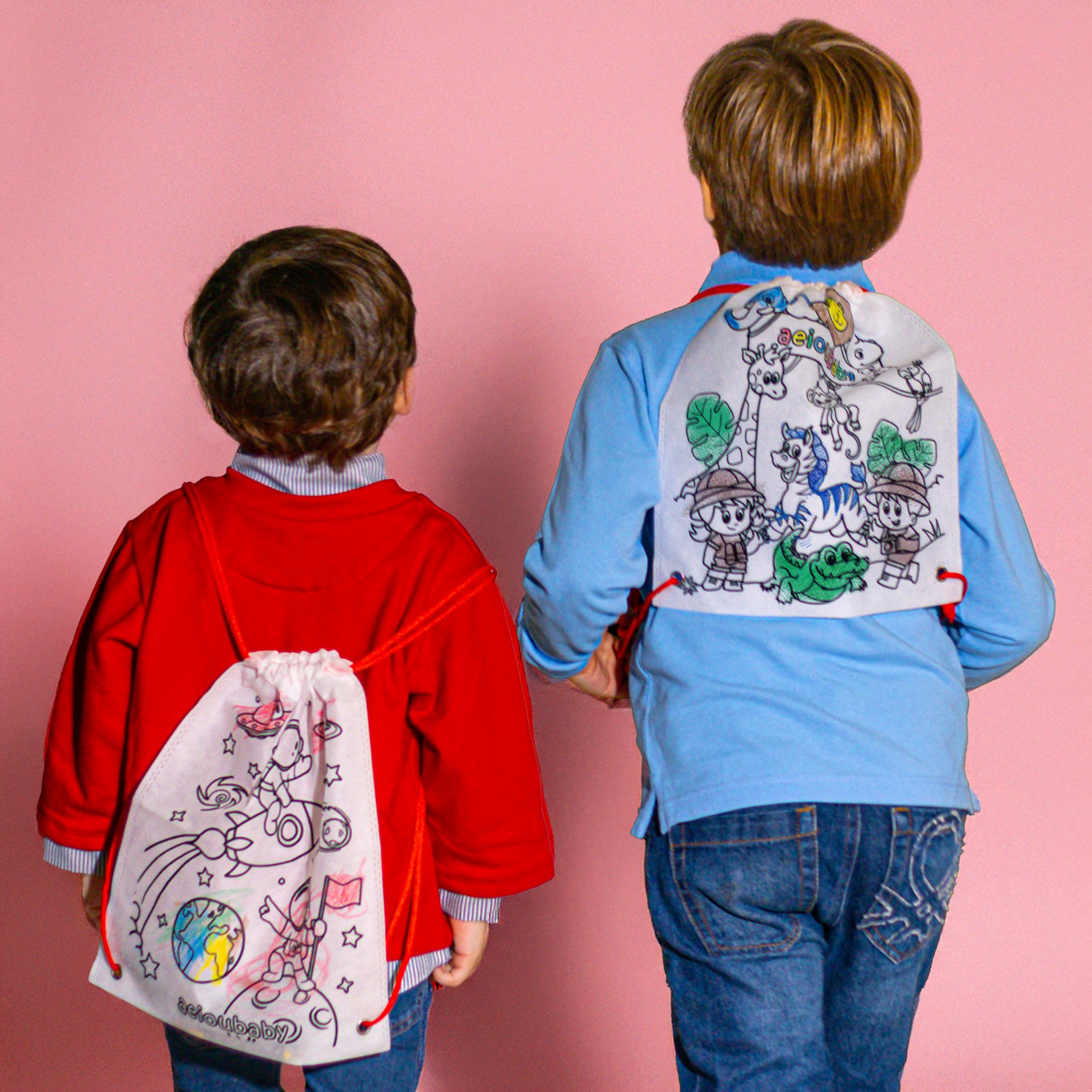 25 Sacs à Dos à Colorier + Sac Réutilisable avec 5 Crayons de Couleur et Ballon | Cadeau pour Enfants Fêtes Anniversaire Animaux