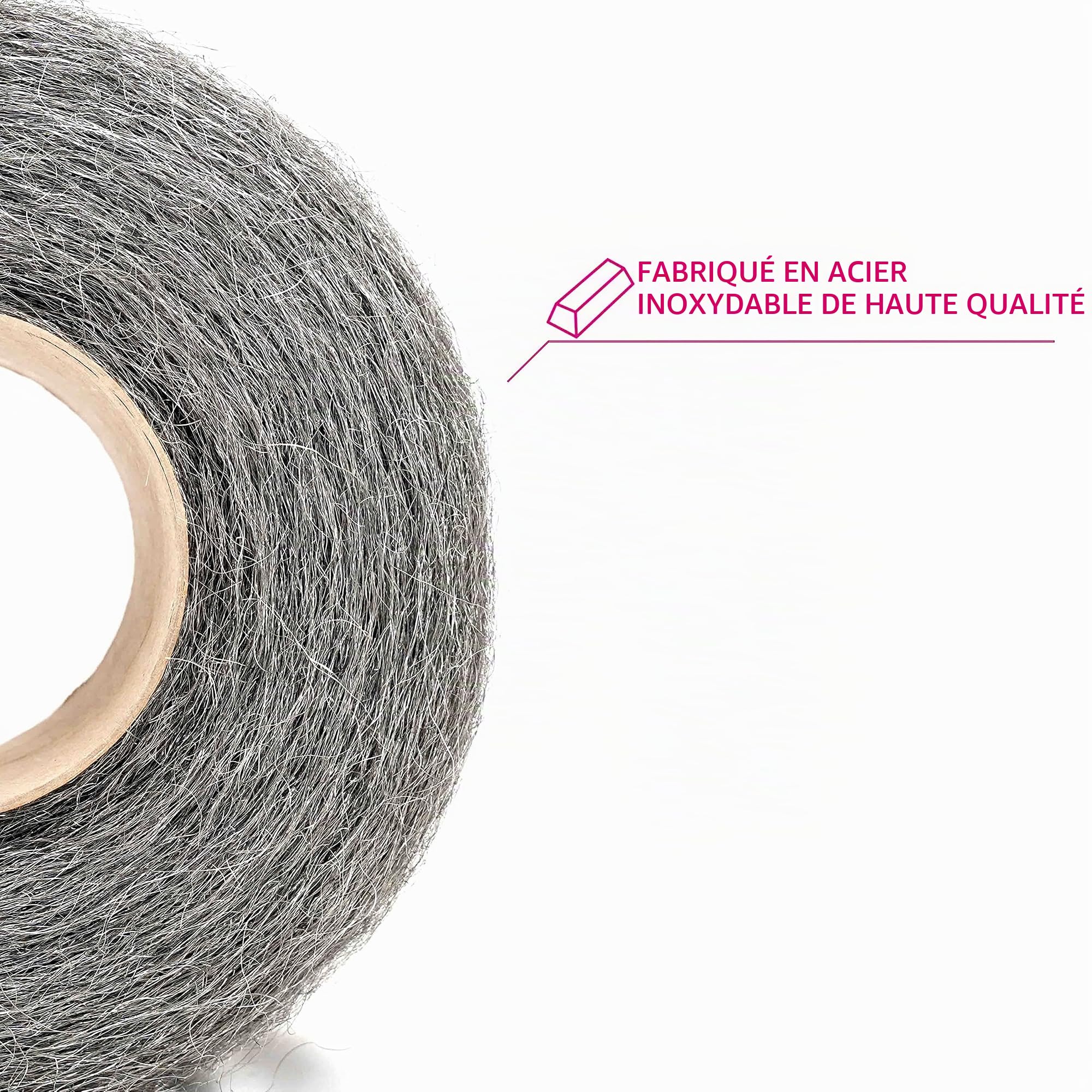 NovaNox® Laine d'acier inoxydable 800 °C Fine 1 kg Laine métallique pour silencieux d'échappement