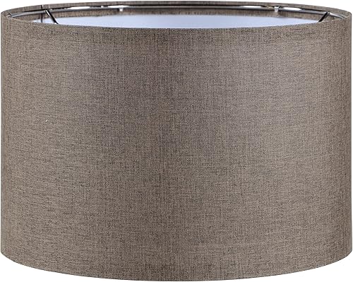 Aspen Creative 38303, KD - Pantalla de araña plegable contemporánea, 12 pulgadas superior x 12 pulgadas inferior x 8 pulgadas de alto, tela de lino