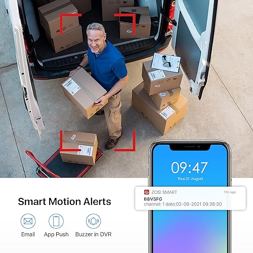 Miniatura 4 de ZOSI 8CH 5MP Lite H.265+ Sistema de cámara de seguridad para el hogar al aire libre con disco duro de 1 TB, DVR con cable de 8 canales con 8 cámaras