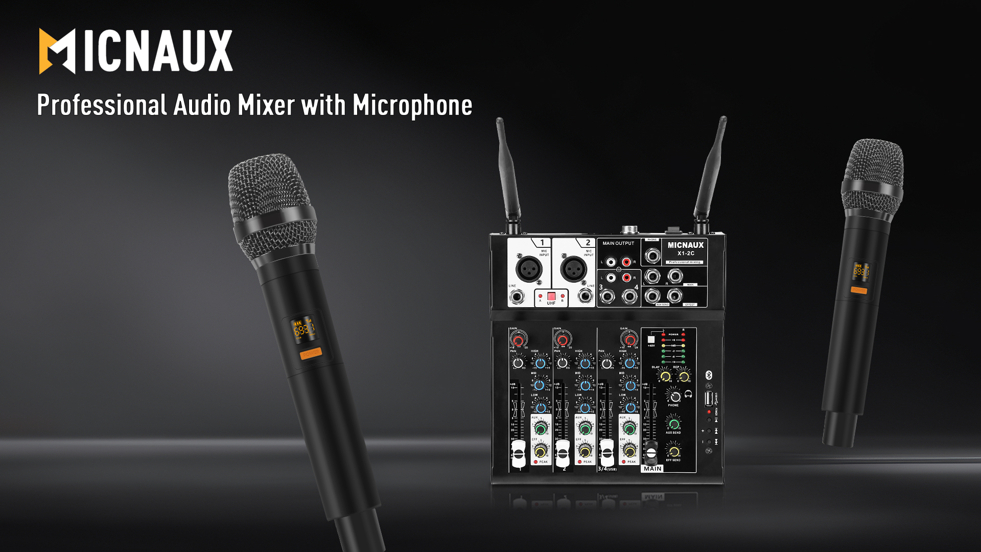 Amazon.com: MICNAUX 4 Channel Audio Mixer, Karaoke Mixer with Dual