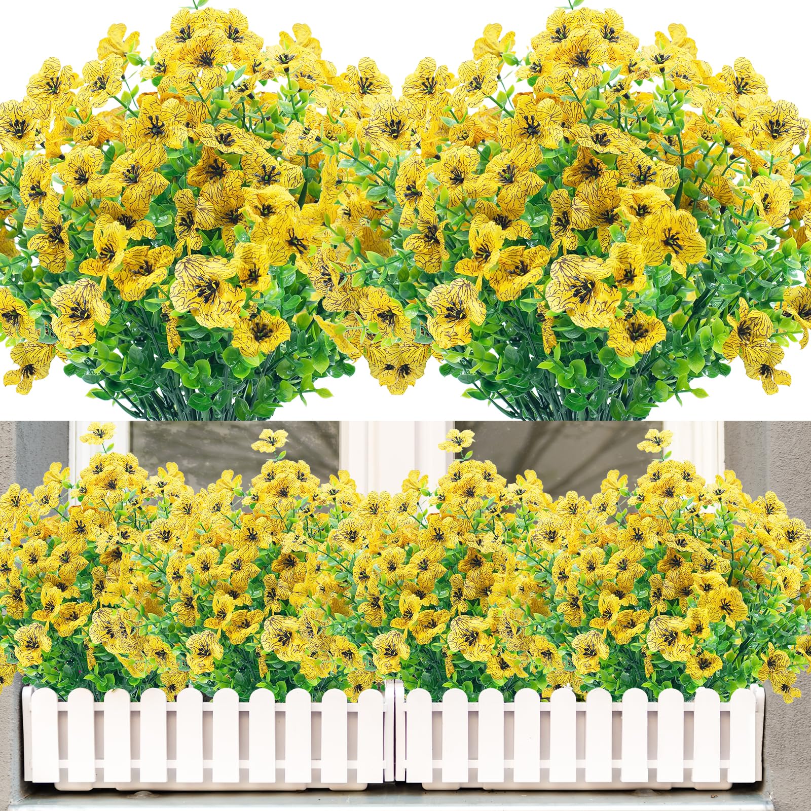 NOV FIRE Outdoor Artificial Fake Flowers,20 Bundles UV Resistant Faux Flower No Fade Plastic Flowers Plants for Garden Patio Porch Home Wedding