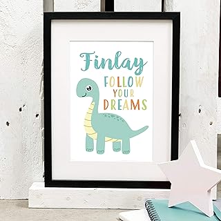 Follow Your Dreams Dinosaur Art Print | Dinosaur Nursery Print | Follow Your Dreams Motivational Framed Print | Nursery Wall Art Dinosaur