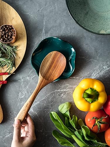 Miniatura 4 de Bandeja de condimentos y soporte para cuchara, soporte de cuchara de cerámica para estufa, bonito soporte para cuchara de café con borde con