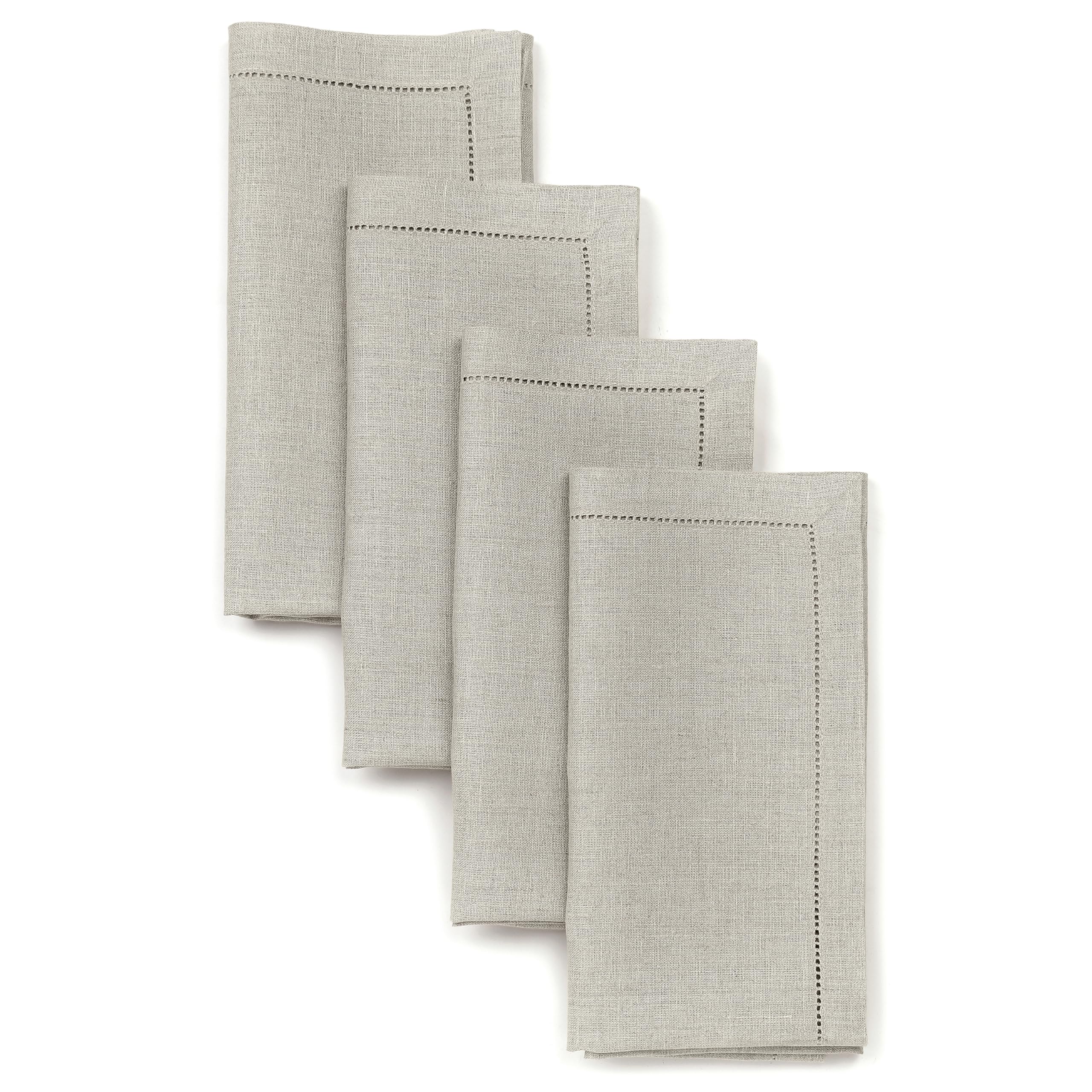 Photo 1 of D'Moksha Homes Natural Linen Napkins Set of 4 - Classic Hemstitch 100% Pure Linen Hemstitch Dinner Napkins 20 x 20 Inch for Fall, Autumn and Halloween - Handcrafted and Machine Washable