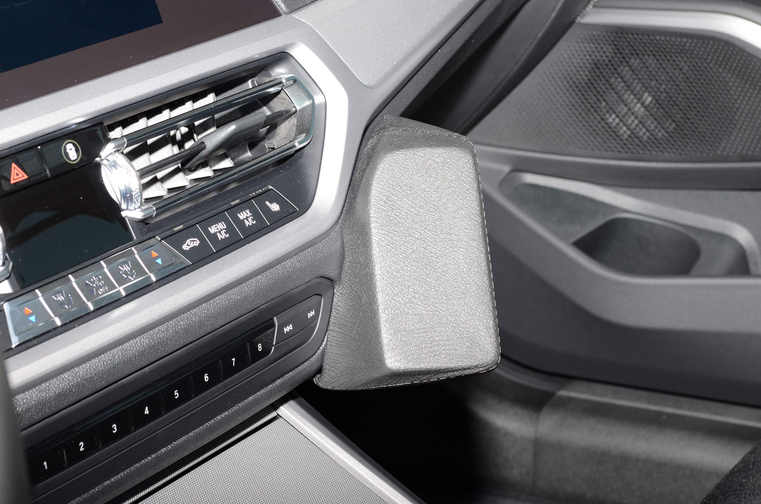 KUDA Uchwyt na telefon komórkowy pasujący do BMW serii 3 od 2019 i ab2022 G20 / BMW i4 - konsola telefonu do smartfonów, telefonów komórkowych, nawigacji i innych – konsola ze sztucznej skóry, czarna,