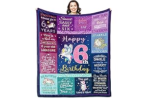 Solzien 6 Year Birthday Gift Blanket, Perfect for 6 Year Old Girls