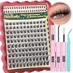 Wispy Lash Clusters Kit Natural Eyelash Clusters Kit C-curly Individual Lashes Kit Cluster Eyelash Extensions Kit 10-16 MM DIY Lash Extension Kit with Bottom Lashes by Newcally
