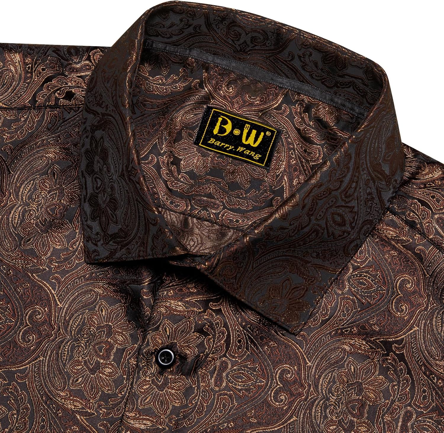 Barry.Wang Mens Western Shirts Casual Paisley Mexico Cowboy Long Sleeve Button Down Designer Dress Shirt Party Country