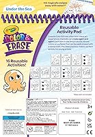Vista 6 de Crayola Bloc de actividades reutilizable para colorear y borrar, bajo el mar, páginas para colorear del océano, actividad para colorear para niños