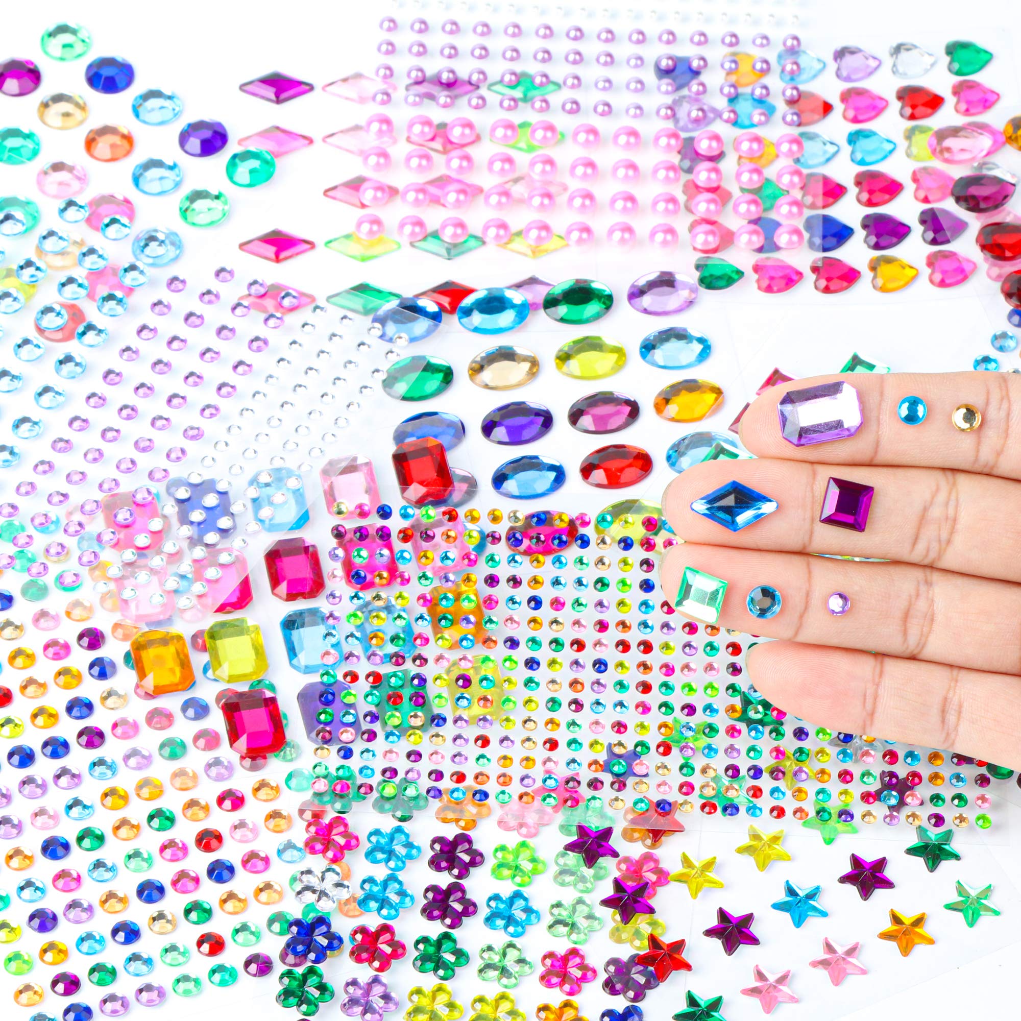 TANUCDER 3960 Stück Glitzersteine Selbstklebend – 24 Bögen, 3-6 Mm, Für Basteln, Dekorieren Von Tassen, Nägeln