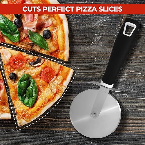 Miniatura 2 de Zulay - Rueda cortadora de pizza con agarre cómodo, rueda de pizza de acero inoxidable súper afilada, rebanadora de pizza de alta calidad, asas de