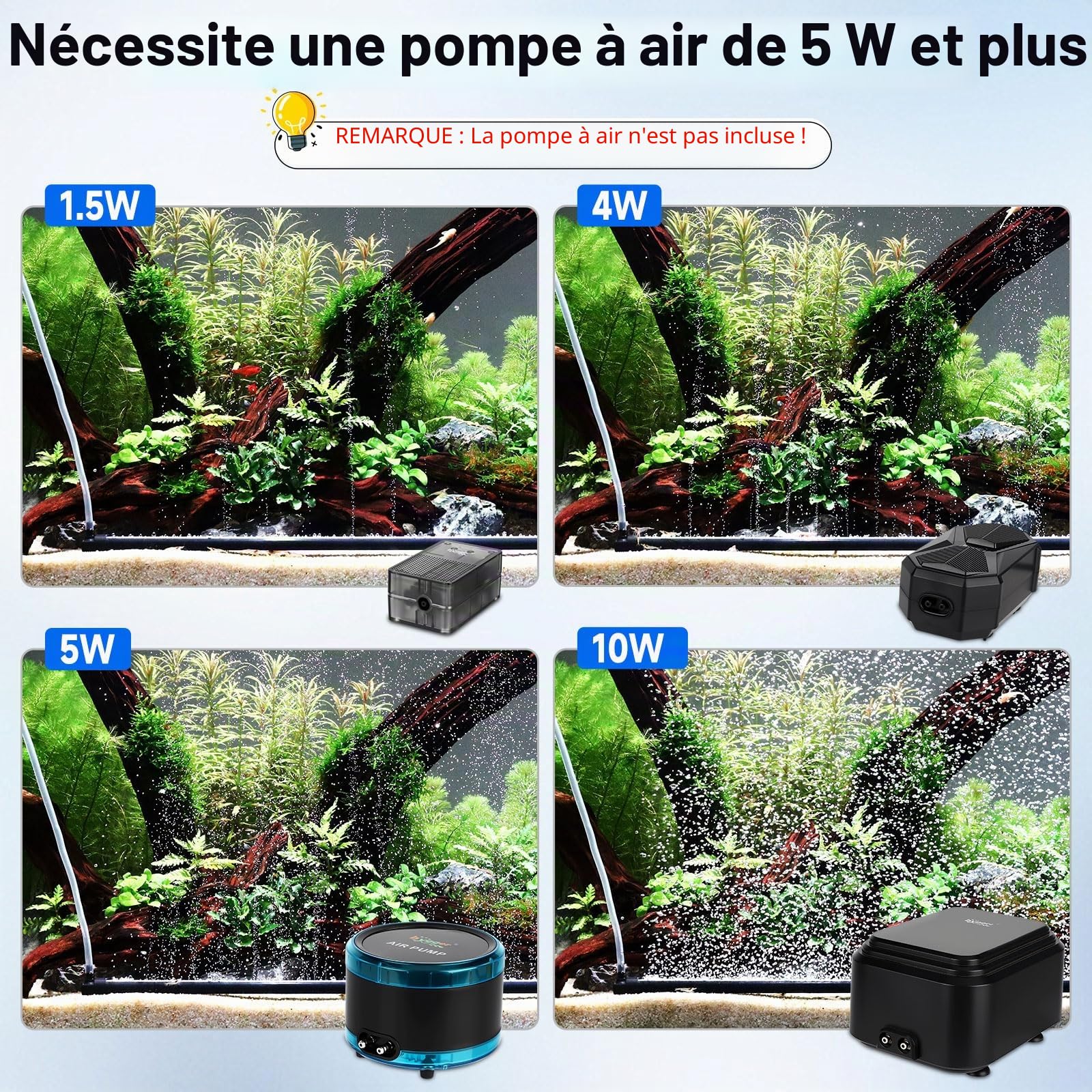 hygger Diffuseur Air Aquarium pour Aquarium avec Accessoires, Décoration à Haute Diffusion d'oxygène pour Aquariums d'eau Douce et d'eau de mer (15,7 Pouces, 1 pièce)