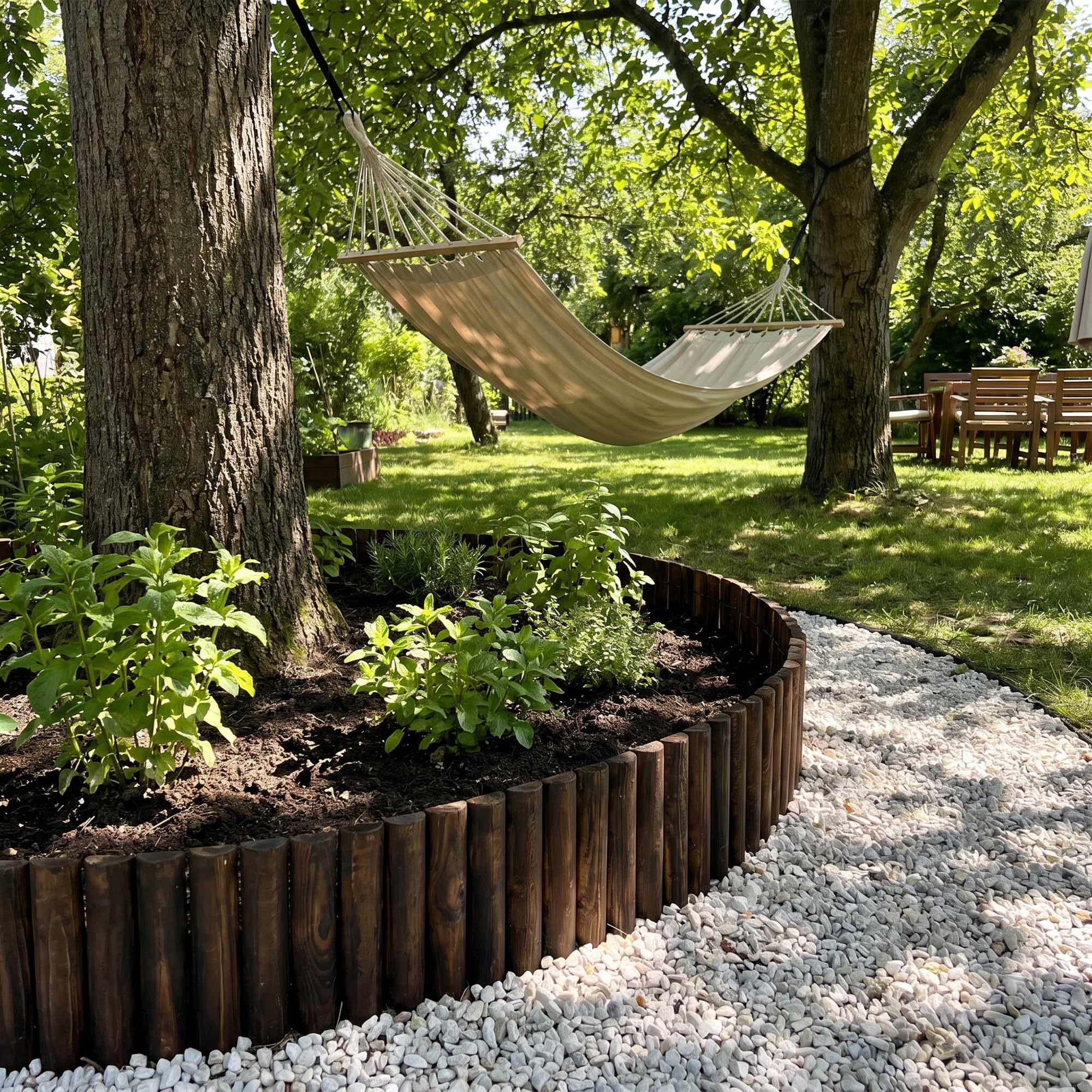 Recinzione in legno per esterni, giardino, prato, paesaggio, flessibile, finitura in legno bruciato, lunghezza 120 cm x altezza 30 cm, marrone scuro