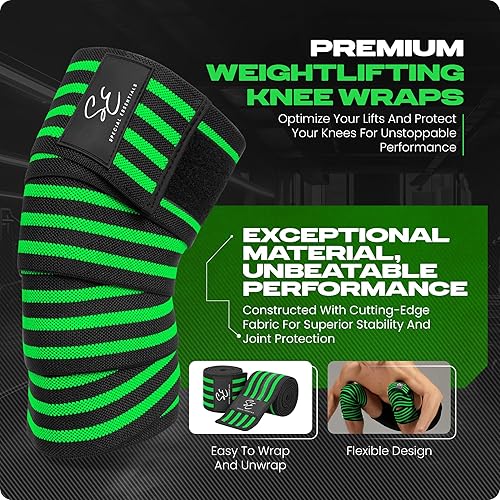Miniatura 32 de Special Essentials Rodilleras para levantamiento de pesas con correa (paquete de 2) – 72 pulgadas de soporte flexible para hombres y mujeres