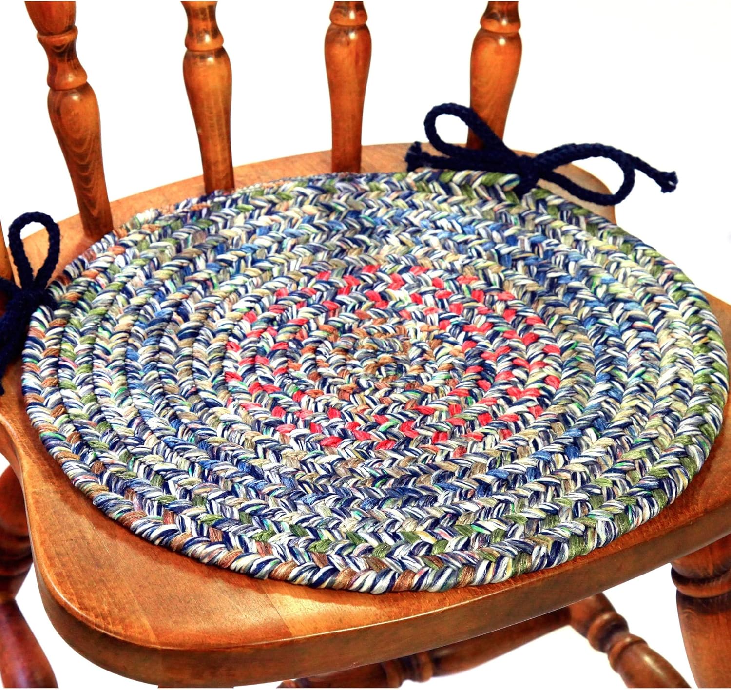 MISC Set of 4 Denim Blue Braided Chair Pads Braid Cushion