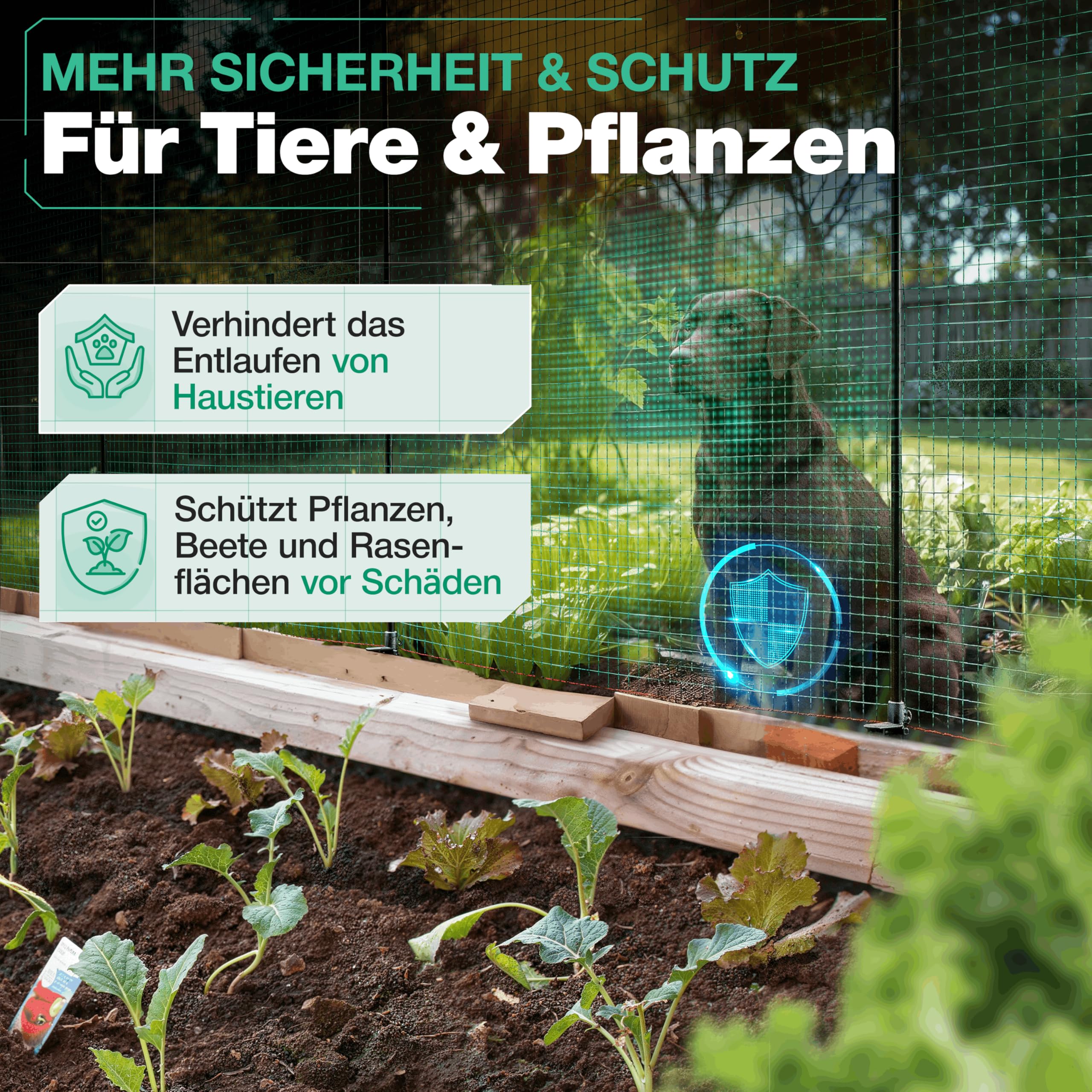 Smabix Mobiler Zaun zum Einstecken 20m x 90cm Komplett-Set Hundezaun Weidezaun Gartennetz