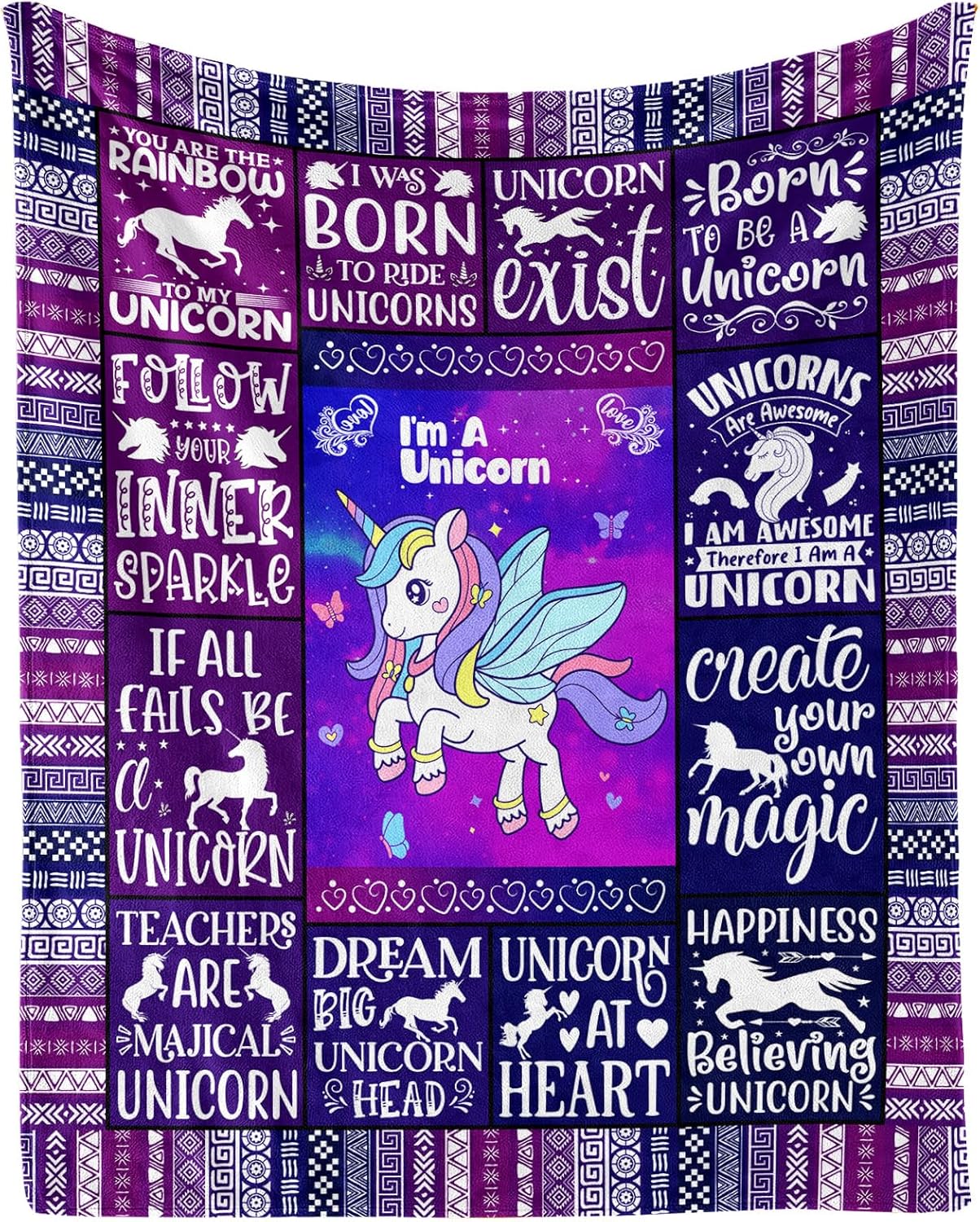 CaomeiWu Unicorn Throw Blanket, 40"x50" Flannel Cute