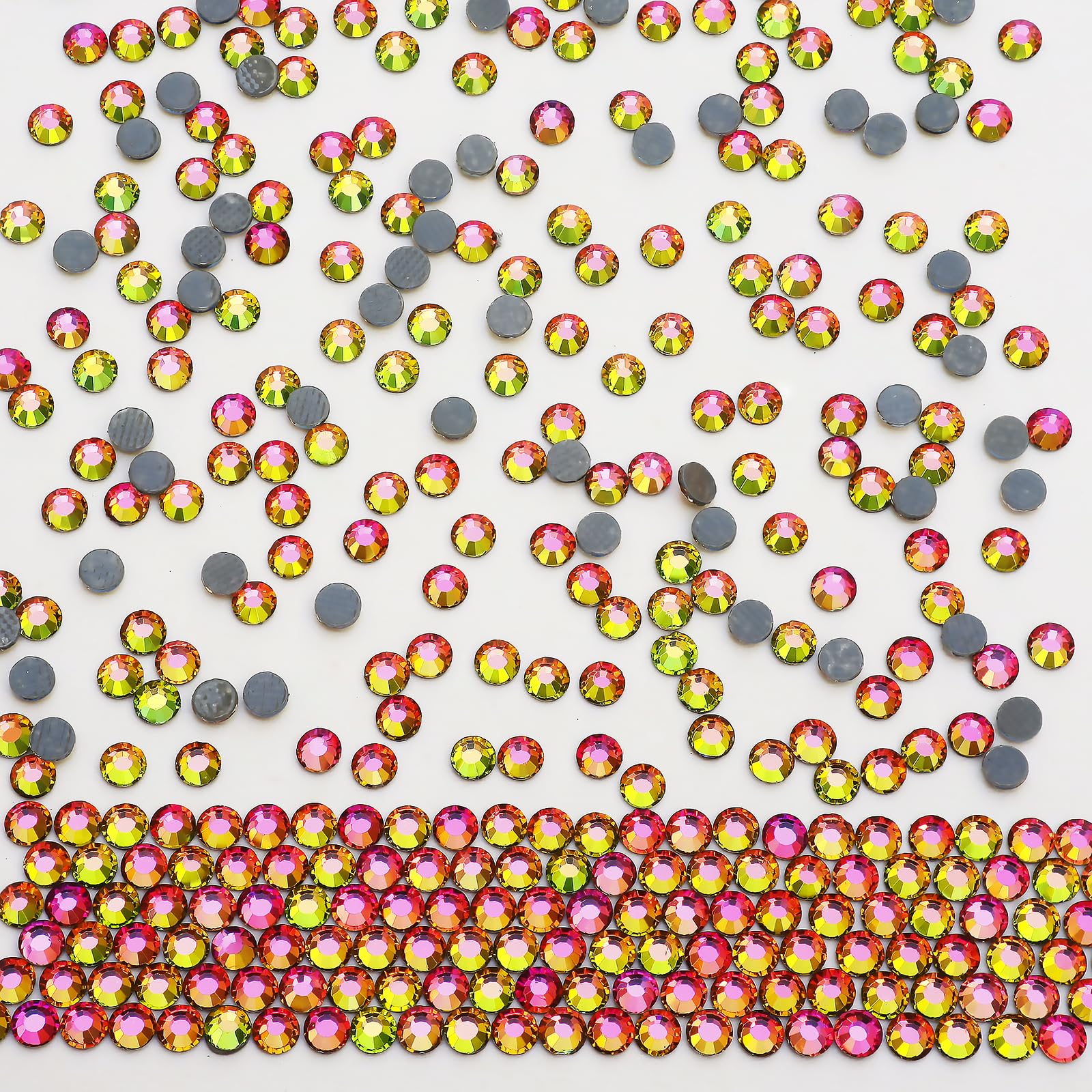 Diamantes de imitación termoadhesivos SS10 de arco iris para diseños en ropa, 3600 piezas