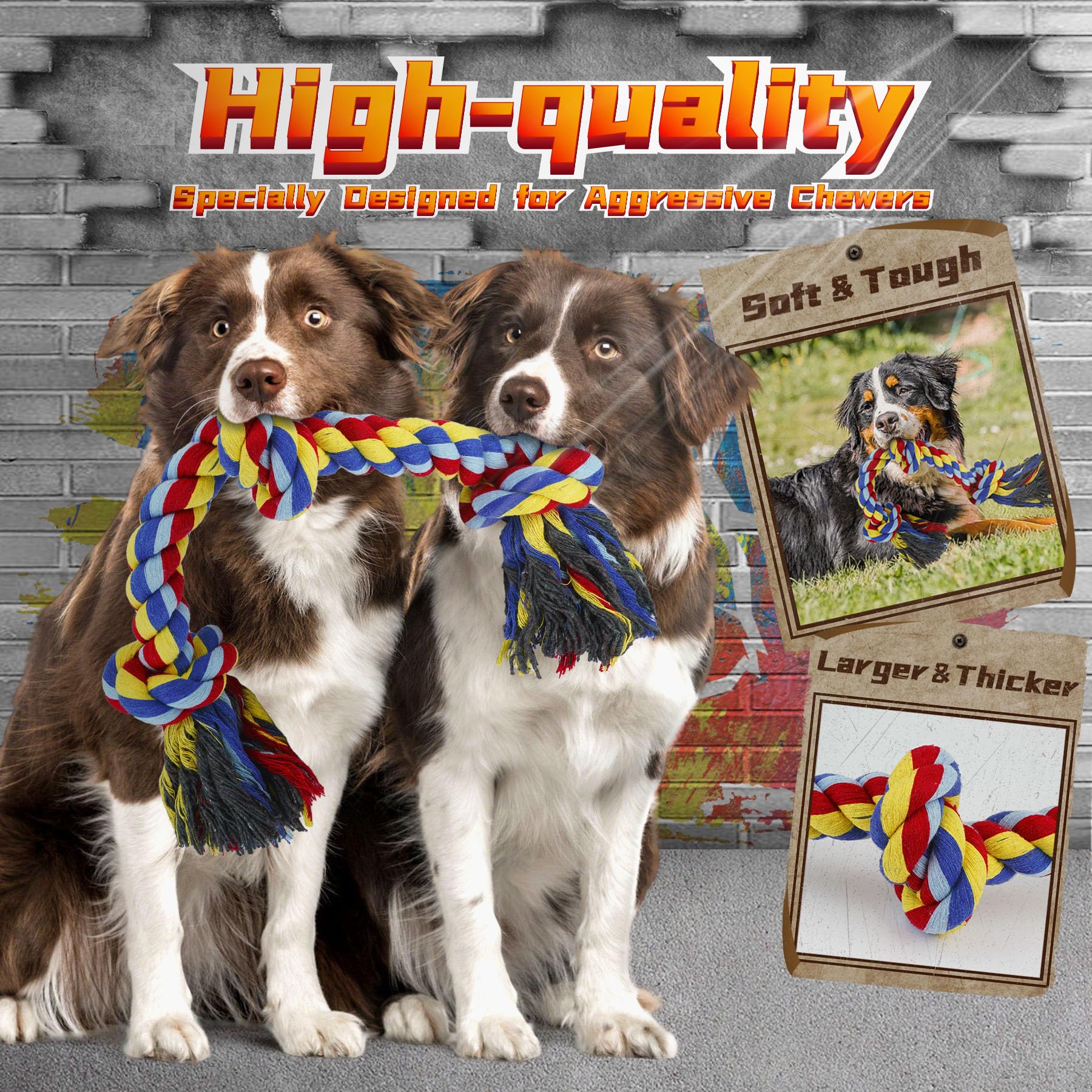 Varios Juguetes masticables Resistentes para Perros masticadores agresivos, Paquete de 9 Juguetes indestructibles para Perros Grandes Que Incluyen Juguetes masticables y de Cuerda, Juguetes
