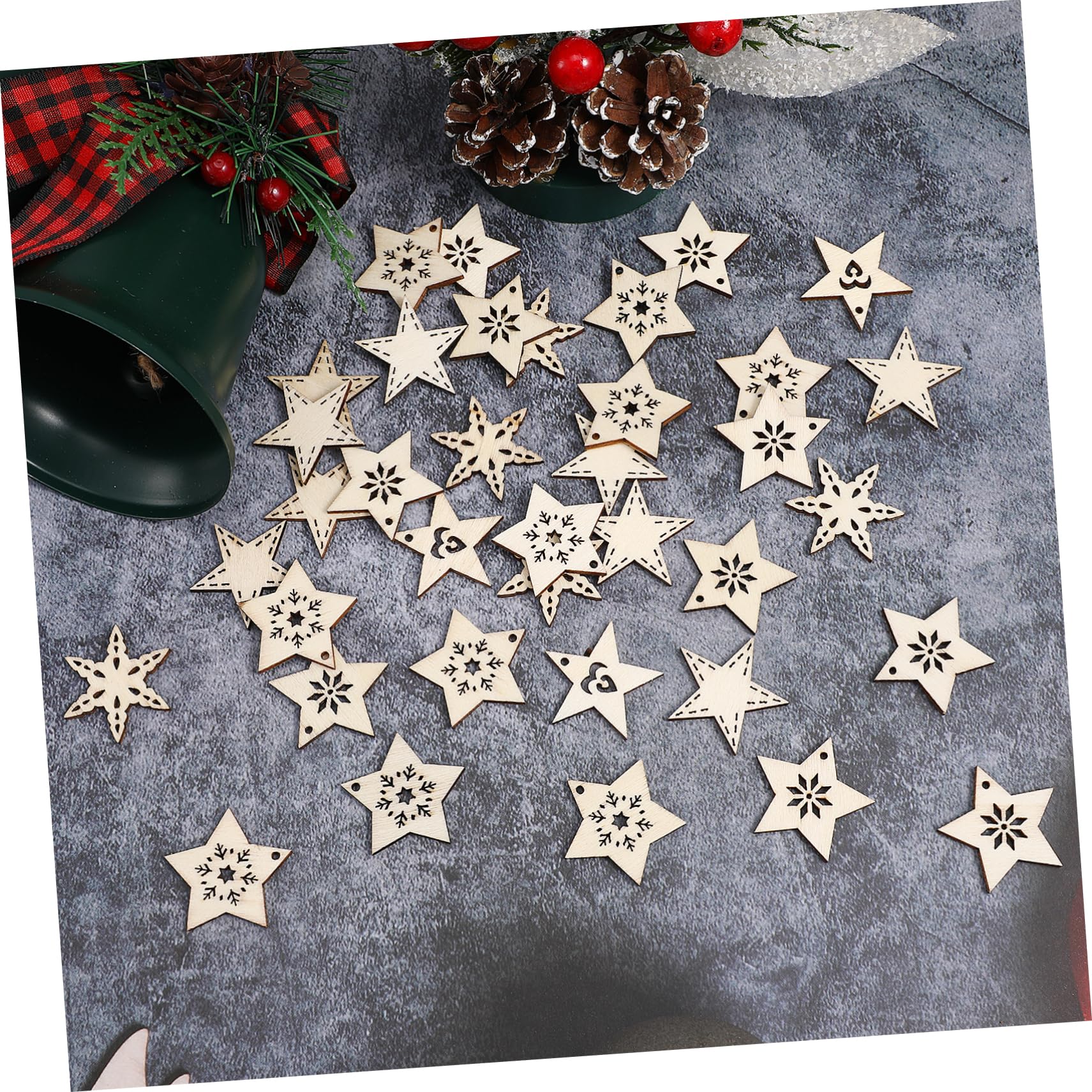 ARTIBETTER 100 pezzi Decorazioni Natalizie Legno Forma Stella Cinque Punte Fai da Te per e Decorazioni Naturale Liscio e Sicuro Accessori Artigianali per Addobbi Festivi