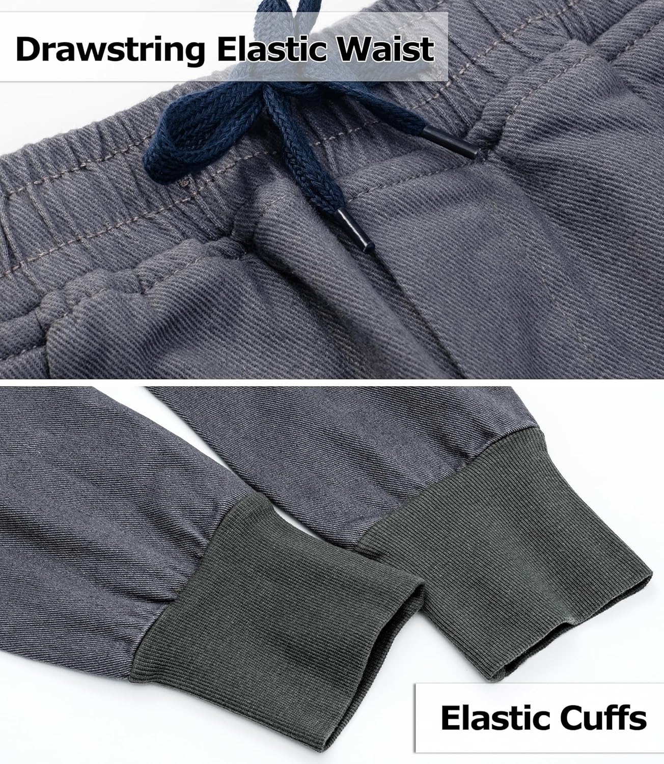 TLAENSON Boys Joggers Cargo Pants for Kids Drawstring Elastic Waist Cotton Twill Jogging School Pant - Image 6