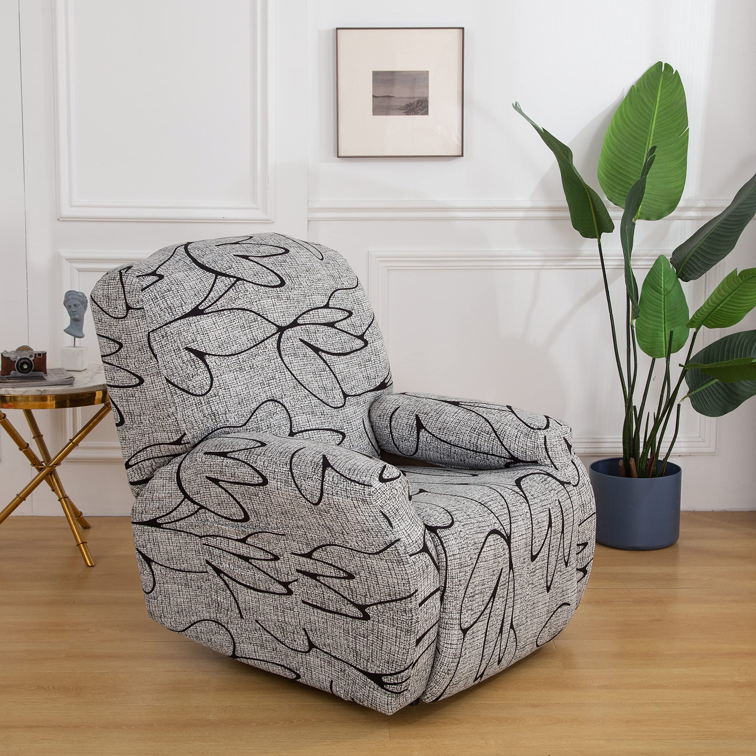 Funda de Sillón Relax Elástica Funda para Silla Reclinable 4 Piezas Fundas para Sofá Reclinable para 1 Cojín Funda Antideslizante para Sofá Funda para Sofá Protector de Muebles para Mascotas Y Niños