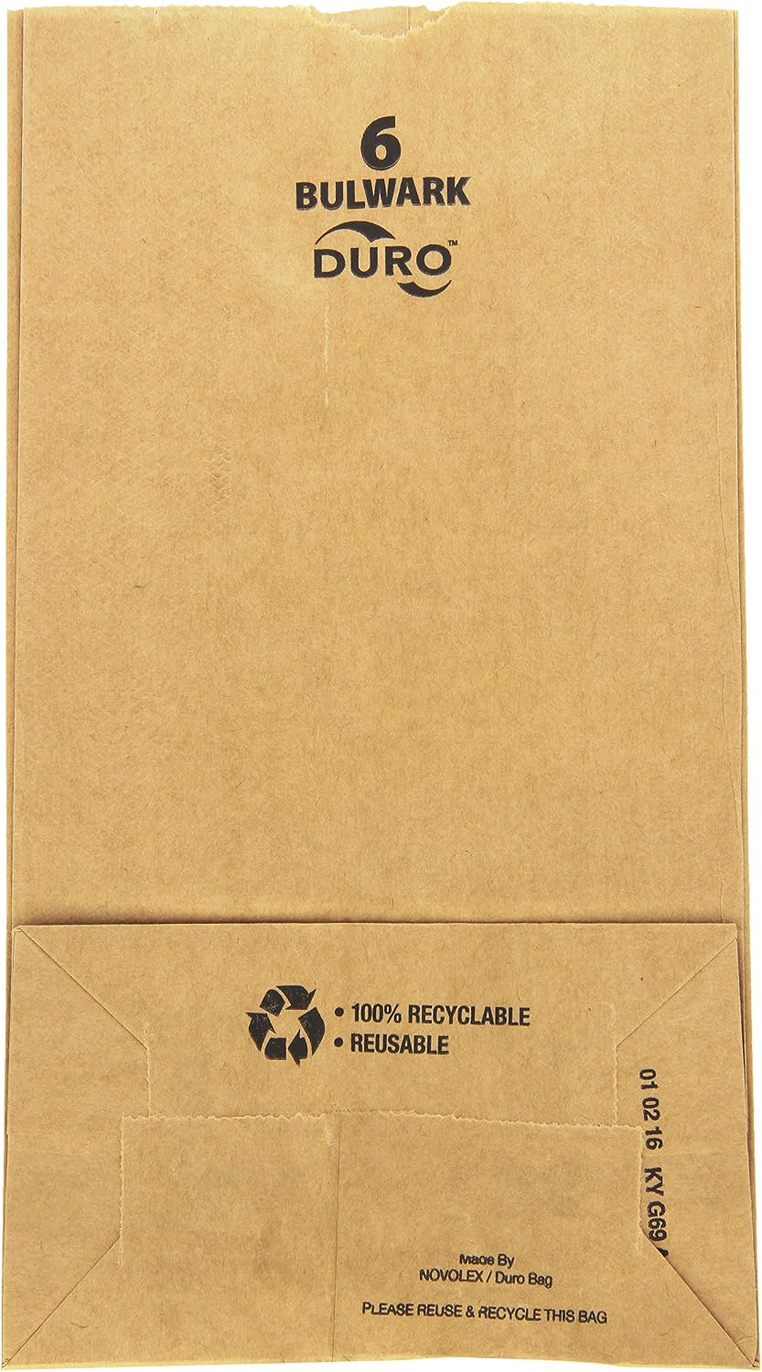 Duro ID# 6# Bulwark SOS Bag 52# Natural Kraft, Pack of 2/500 Piece, 6 in L x 3-5/8 in W x 11-1/16 in D, Brown